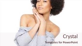  Presentation with shoulder - PPT theme consisting of sassy young african american woman background and a sky blue colored foreground