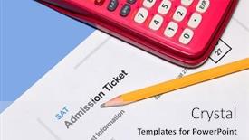  Presentation with ticket - Presentation enhanced with sat-admission-test-ticket background and a sky blue colored foreground