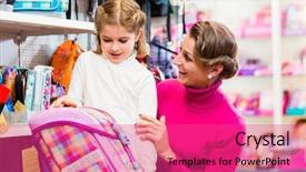  Presentation with student - Presentation design with satchel or bag in store background and a coral colored foreground