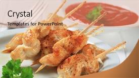  Presentation with sate - Slide set having sate - chicken satay background and a  colored foreground