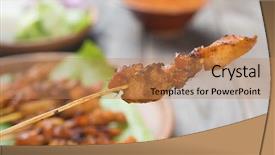  Presentation with dining table - Cool new slides with sate - close up delicious chicken satay backdrop and a coral colored foreground