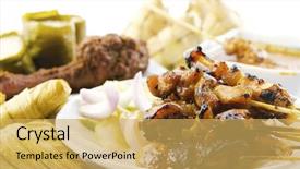  Presentation with sate - Amazing presentation design having sate - delicious asian malay cuisine backdrop and a yellow colored foreground