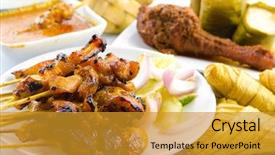 Presentation with sate - PPT theme enhanced with sate - delicious asian malay cuisine background and a gold colored foreground