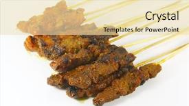  Presentation with sate - Presentation theme having sate - popular and common food found background and a  colored foreground
