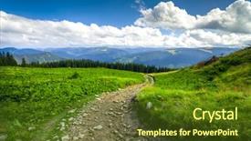 Presentation with blue mountain - PPT layouts featuring sate - summer landscape mountain path background and a tawny brown colored foreground