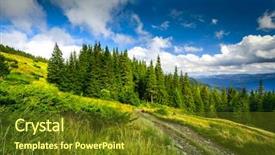  Presentation with dark forest landscape - Beautiful theme featuring sate - summer landscape mountain path backdrop and a  colored foreground