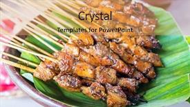  Presentation with sate - Cool new PPT layouts with sate kambing indonesian lamb satay backdrop and a yellow colored foreground