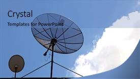  Presentation with satellite dish - Colorful slide deck enhanced with satelite - big and small satellite dish backdrop and a teal colored foreground