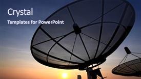  Presentation with satellite communication - Beautiful slide set featuring satelite - black antenna communication satellite dish backdrop and a ocean colored foreground