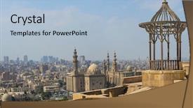 Presentation with cairo - Colorful slide set enhanced with satelite - cairo skyline as seen backdrop and a light blue colored foreground