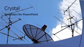  Presentation with antenna - Beautiful presentation theme featuring satelite - conceptual of satellite and antenna backdrop and a light blue colored foreground