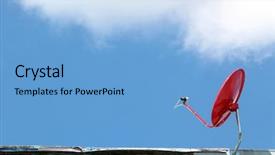  Presentation with sunny sky - Theme consisting of satelite - isolated red satellite on sunny background and a light blue colored foreground