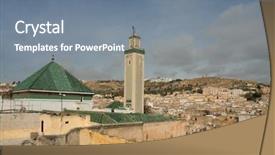  Presentation with world heritage - Slide set enhanced with satelite - landscape of city fez background and a  colored foreground