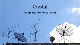  Presentation with satellite dish - PPT theme consisting of satelite - satellite dish and radio antenna background and a light blue colored foreground