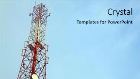  Presentation with radio tower - Slide deck consisting of satelite - telecommunication radio antenna tower background and a light blue colored foreground