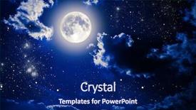  Presentation with night sky moon - Presentation theme having satellite - night sky with stars background and a navy blue colored foreground