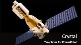  Presentation with spacecraft - PPT theme featuring satellite - spacecraft on black background background and a black colored foreground