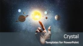  Presentation with planets - Slide set having satellite - system of planets mixed media background and a ocean colored foreground