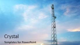  Presentation with radio tower - PPT theme with satellite - tele-radio tower elemen of design background and a light blue colored foreground