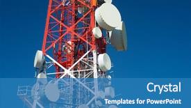  Presentation with blue sky - Amazing PPT theme having satellite - telecommunications tower with clear blue backdrop and a teal colored foreground