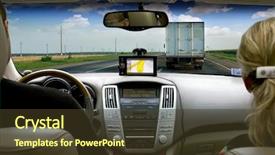  Presentation with satellite - Cool new presentation theme with satellite - traveling by car backdrop and a tawny brown colored foreground