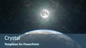  Presentation with elements - Presentation design featuring satellite - view on moon from erath background and a ocean colored foreground