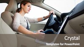  Presentation with satellite - Beautiful slides featuring satellite - woman driving a car backdrop and a gray colored foreground