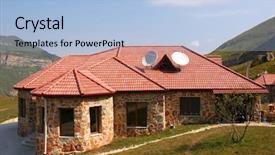  Presentation with house - Amazing presentation design having satellite dish - house in mountains backdrop and a light blue colored foreground
