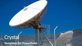  Presentation with satellite dish - Colorful theme enhanced with satellite dish antennas with blue backdrop and a ocean colored foreground