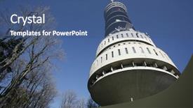  Presentation with fm transmitter - Presentation theme with satellite dish satellite dish design - tall transmitter tower background and a  colored foreground