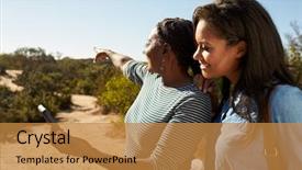  Presentation with navigate - Amazing slide set having satellite gps - mother and adult daughter navigate backdrop and a gold colored foreground