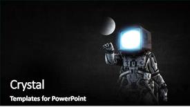  Presentation with astronaut - Audience pleasing presentation design consisting of satellite tv - astronaut with tv head backdrop and a black colored foreground