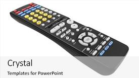  Presentation with satellite - Beautiful slide deck featuring satellite tv - remote control isolated on white backdrop and a white colored foreground