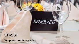  Presentation with festival - PPT theme featuring satin glass - festival dinner setting and reserved background and a soft green colored foreground