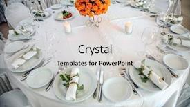  Presentation with table setting - Colorful PPT layouts enhanced with satin glass - holiday table setting decorated backdrop and a light gray colored foreground