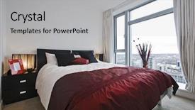  Presentation with bedroom modern - Beautiful PPT theme featuring satin glass - modern luxury bedroom in black backdrop and a  colored foreground