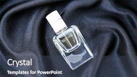  Presentation with perfume - Slides featuring satin glass - perfume bottle on cloth background and a ocean colored foreground
