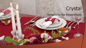  Presentation with elegant wedding - Presentation design featuring satin glass - table set for an event background and a light gray colored foreground