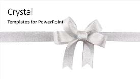  Presentation with satin - Slide deck with satin ribbon bow isolated background and a white colored foreground