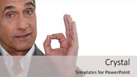  Presentation with egyptian man in make up - Audience pleasing slides consisting of satisfaction with the finger backdrop and a  colored foreground