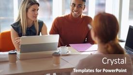  Presentation with afro - Presentation theme featuring satisfied-afro-american-male-looking background and a tawny brown colored foreground