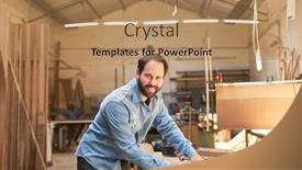  Presentation with craftsman - Amazing PPT theme having satisfied-craftsman-as-a-start backdrop and a coral colored foreground