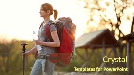  Presentation with healthy living - Cool new presentation with satisfied-female-backpacker-finishing backdrop and a tawny brown colored foreground