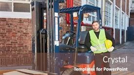  Presentation with forklift - Slides enhanced with satisfied-forklift-driver background and a tawny brown colored foreground