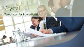  Presentation with negotiation - PPT theme having satisfied-lawyer-sits background and a soft green colored foreground