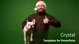  Presentation with santa - Colorful slide deck enhanced with satisfied-male-in-santa-hat backdrop and a tawny brown colored foreground
