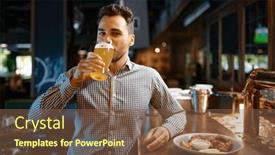  Presentation with cold beer - Slides having satisfied-man-drinking-cold-fresh background and a tawny brown colored foreground