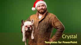  Presentation with hat - Slide set consisting of satisfied-man-in-santa-hat background and a tawny brown colored foreground