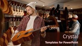  Presentation with performance - Slides with satisfied-man-musician-glad background and a wine colored foreground