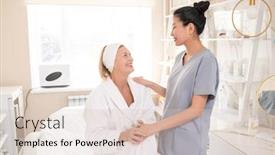  Presentation with beauty salon - Theme with satisfied-mature-beauty-salon-guest background and a lemonade colored foreground